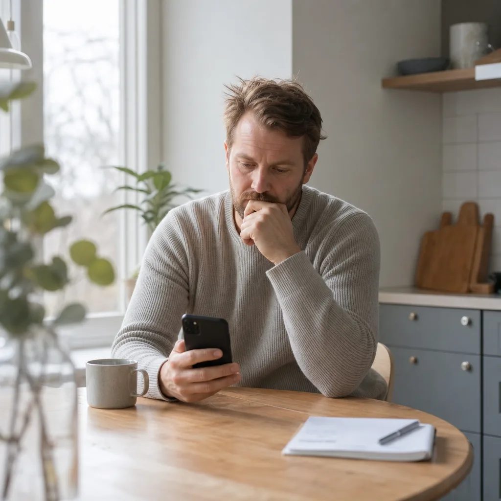 Person jämför mobilnät hemma